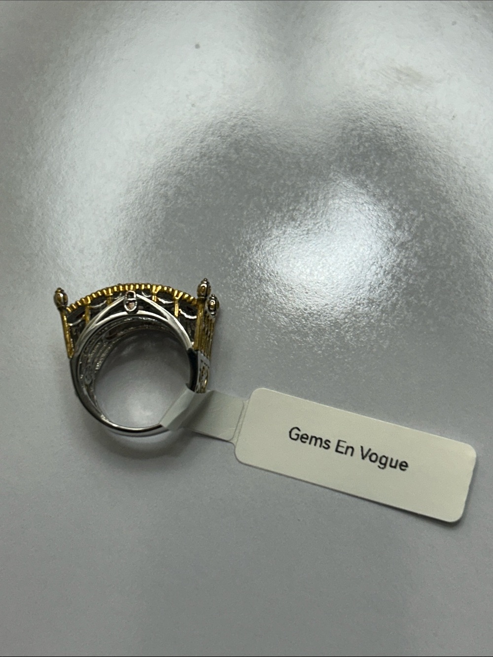 NWT Gems En Vogue Designer Palladium 14k Accent Genuine Garnet Bridge Ring - Picture 12 of 13
